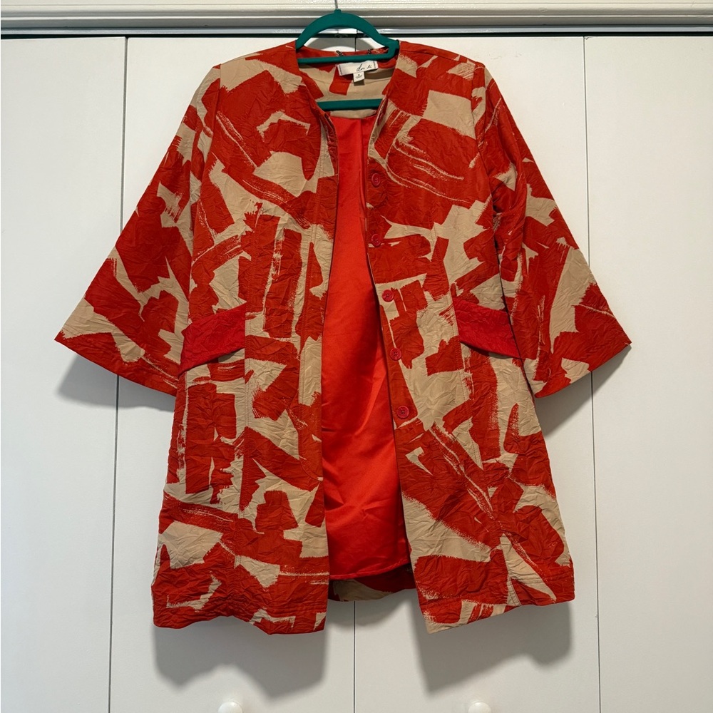 Doo.Ri Red and Beige Patterned Jacket